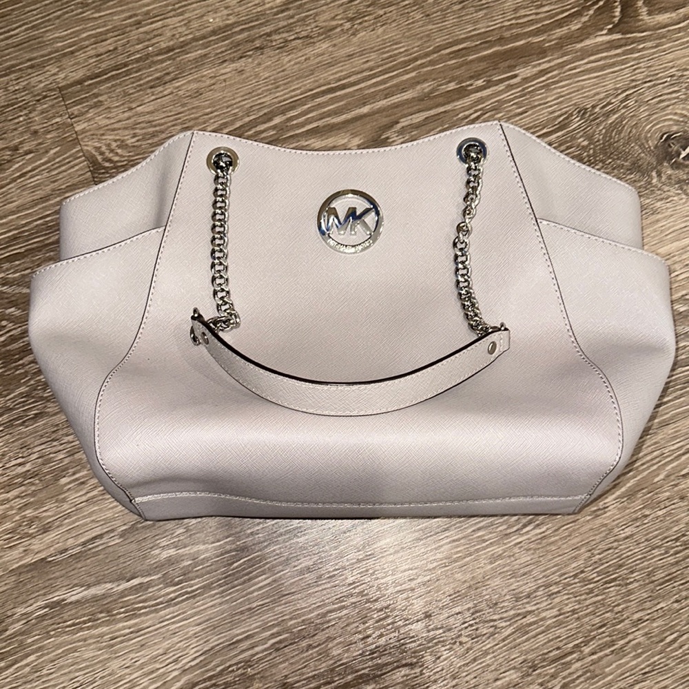 Michael Kors Jet Set Travel Silver Bag with Matching Wallet and Cosmetic Bag